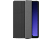 Charger l&#39;image dans la galerie, Étui de tablette noir, trois panneaux. Un panneau est ouvert pour révéler l&#39;écran.
