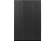 Charger l&#39;image dans la galerie, Housse d&#39;iPad noire, pliée avec trois panneaux verticaux.
