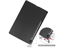 Charger l&#39;image dans la galerie, Tablette noire avec un stylo. Un cercle montre l&#39;épaississement des coins et la fonction anti-chute.
