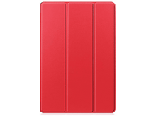 Charger l&#39;image dans la galerie, Un étui de tablette rouge, plié et fermé. Il comporte trois panneaux verticaux.
