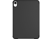 Charger l&#39;image dans la galerie, Étui de tablette noir. Montre l&#39;arrière, avec caméra et coins arrondis. Surface lisse.
