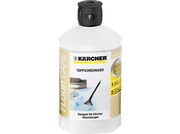 Flacon blanc de nettoyant pour moquettes. Étiquette : Kärcher, Floor Care, Teppichreiniger.