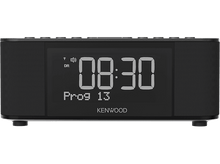 Charger l&#39;image dans la galerie, Réveil radio numérique Kenwood noir. Il affiche l&#39;heure et le numéro de programme.
