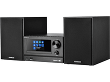 Charger l&#39;image dans la galerie, Un système stéréo Kenwood noir avec des haut-parleurs et un écran.
