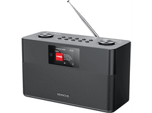 Charger l&#39;image dans la galerie, Radio Kenwood noire avec écran et antenne. L&#39;écran affiche des informations.
