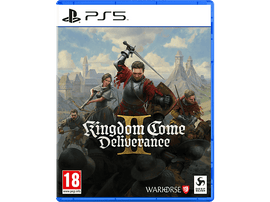 Boîte de jeu PS5 pour Kingdom Come: Deliverance II avec illustration de chevalier et château.