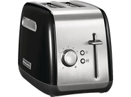 Grille-pain KitchenAid noir et argenté. Cadran avec chiffres et deux boutons.