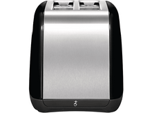 Charger l&#39;image dans la galerie, Un grille-pain noir et argenté avec deux fentes, a le symbole tactile de la main.
