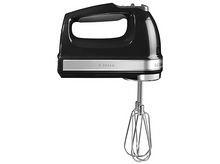 Charger l&#39;image dans la galerie, Mixeur plongeant KitchenAid noir avec des accents argentés et une étiquette à 9 vitesses. Isolé sur fond blanc.
