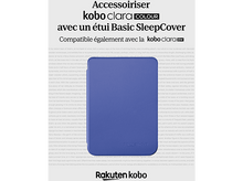 Charger l&#39;image dans la galerie, Liseuse Kobo Clara Colour avec une housse de sommeil bleue sur un livre, texte visible.
