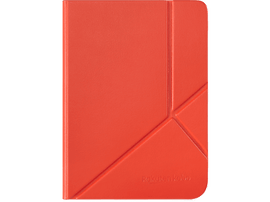 Étui de tablette rouge avec design géométrique et logo Rakuten Kobo.