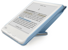 Charger l&#39;image dans la galerie, Liseuse avec une couverture bleue, montrant une page de livre avec texte surligné.
