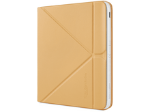 Charger l&#39;image dans la galerie, Un étui de liseuse fermé, de couleur beige, avec un design géométrique et le logo Rakuten Kobo.
