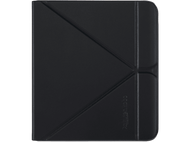 Housse de tablette noire. Logo Rakuten Kobo en relief. Comporte un motif diagonal.