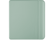 Housse de tablette vert clair, forme rectangulaire, avec une partie surélevée sur le côté droit.