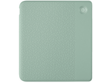 Charger l&#39;image dans la galerie, Une housse de tablette vert clair. Le côté droit est d&#39;une nuance plus claire et possède un bouton.
