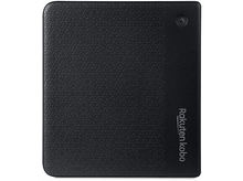 Charger l&#39;image dans la galerie, Liseuse noire avec dos texturé et logo Rakuten Kobo. Bouton d&#39;alimentation en haut à droite.
