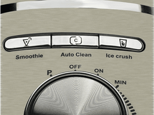 Charger l&#39;image dans la galerie, Gros plan sur le panneau de commande du blender. Boutons Smoothie, Auto Clean, Ice crush.

