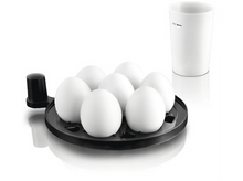 Charger l&#39;image dans la galerie, Un plateau à œufs avec six œufs blancs et une tasse blanche.
