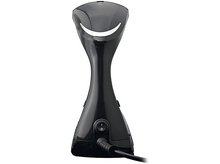 Charger l&#39;image dans la galerie, Vaporisateur de vêtements noir avec bouton marche/arrêt et cordon. Le dessus a un sourire.
