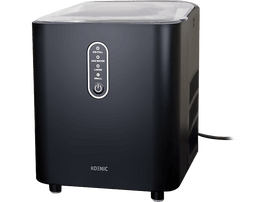 Machine à glaçons noire avec des boutons indiquant Plein de glace, Ajouter de l