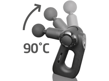 Charger l&#39;image dans la galerie, Pistolet de massage noir avec têtes rotatives, flèche et texte 90°C.
