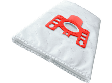 Charger l&#39;image dans la galerie, Un sac d&#39;aspirateur blanc avec un accessoire en plastique rouge à une extrémité.
