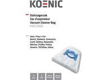 Charger l&#39;image dans la galerie, Un sac d&#39;aspirateur blanc avec des accents bleus, texte en plusieurs langues.
