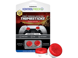 Paquet de thumbsticks KontrolFreek avec deux thumbsticks rouges. Le paquet montre une manette et une image de soldat.