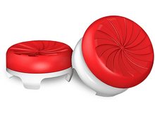 Charger l&#39;image dans la galerie, Deux poignées de pouce de joystick rouges et blanches, conçues pour les manettes de jeu, isolées sur blanc.

