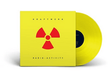 Charger l&#39;image dans la galerie, Pochette d&#39;album Kraftwerk jaune avec un symbole de radiation rouge et un disque jaune.
