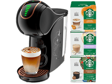 Charger l&#39;image dans la galerie, Une machine à café avec une tasse de café et des dosettes de café Starbucks. Le café a du caramel dessus.
