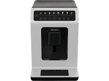 Charger l&#39;image dans la galerie, Machine à café automatique Krups. Façade argentée, dessus noir, boutons pour divers types de café et un écran.
