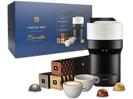 KRUPS Nespresso Vertuo Pop Coconut White + 30 capsules + 2 tasses à cappuccino