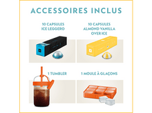 Charger l&#39;image dans la galerie, Image de capsules de café, un gobelet et un moule à glaçons sur fond jaune.
