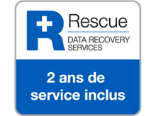 Charger l&#39;image dans la galerie, Logo bleu et blanc des services de récupération de données avec texte : 2 ans de service inclus.

