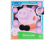 Charger l&#39;image dans la galerie, Une veilleuse Peppa Pig dans une boîte. La lumière est rose et orange, avec du texte et des illustrations.
