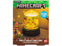 Charger l&#39;image dans la galerie, Boîte lumineuse de projection de fête Minecraft sur fond blanc. Avec des personnages Minecraft et le logo de la marque.
