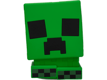 Charger l&#39;image dans la galerie, Un visage vert de Creeper de Minecraft avec des yeux et une bouche noirs, sur une base de bloc vert.
