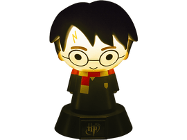 Lampe Harry Potter. Figurine de Harry Potter en robe noire, lunettes rondes et cicatrice.