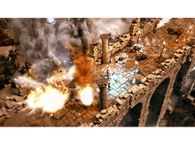 Charger l&#39;image dans la galerie, Une vue de dessus d&#39;une scène de jeu vidéo avec des explosions, des personnages et un pont.
