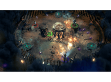 Charger l&#39;image dans la galerie, Vue de dessus d&#39;une scène de jeu vidéo avec des personnages combattant dans une arène circulaire.
