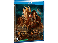 Boîtier de disque Blu-ray avec des illustrations animées présentant des personnages et des titres en anglais et en français.