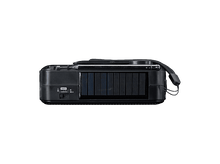 Charger l&#39;image dans la galerie, Une radio portable noire, avec un panneau solaire et une bandoulière.
