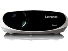 Charger l&#39;image dans la galerie, Projecteur Lenco blanc avec lentille noire et logo, isolé sur fond blanc.
