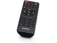 Charger l&#39;image dans la galerie, Une télécommande noire avec des boutons, dont marche/arrêt, volume et numériques.
