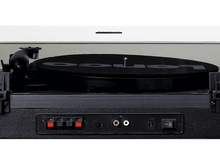 Charger l&#39;image dans la galerie, Gros plan d&#39;une platine noire. Plateau noir, boutons et connecteurs sont visibles.
