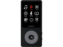 Charger l&#39;image dans la galerie, Lecteur de musique noir avec icônes pour musique, Bluetooth, vidéo et paramètres.
