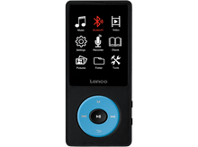 Charger l&#39;image dans la galerie, Lecteur MP3 Lenco. Noir avec bouton central bleu. Icônes pour musique, Bluetooth et paramètres affichées.
