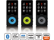 Charger l&#39;image dans la galerie, Trois lecteurs MP3 noirs avec des boutons centraux de couleurs différentes.
